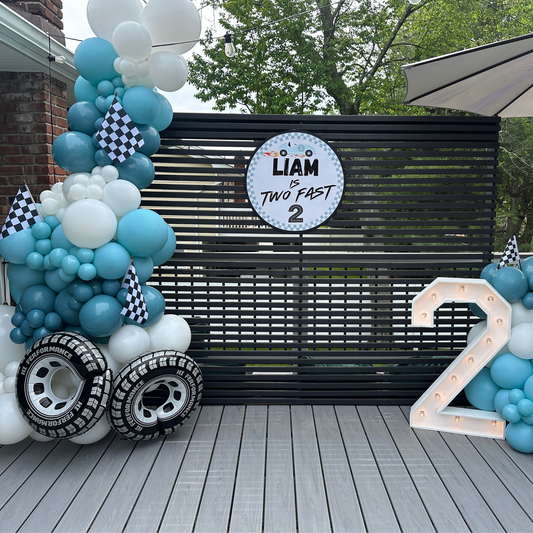 Too Fast Balloon Garland Bundle 🏁 | Slate Blue, White & Baby Blue